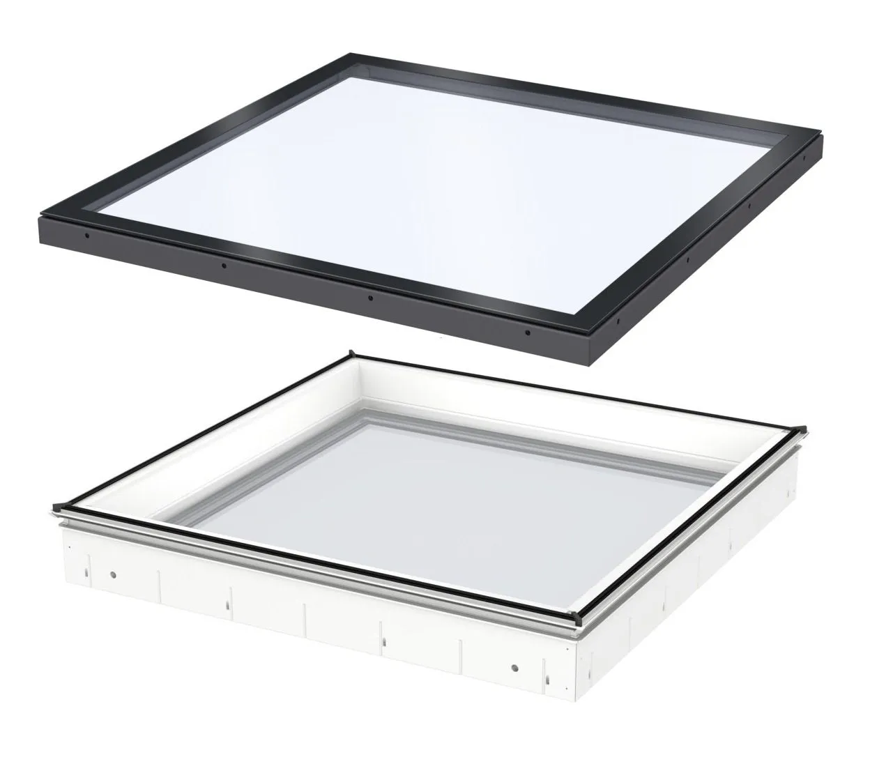 VELUX CVU 080080 S06Q SOLAR Powered Flat Glass Rooflight Package 80 x 80 cm (Including CVU Triple Glazed Base & ISU Flat Glass Top Cover)