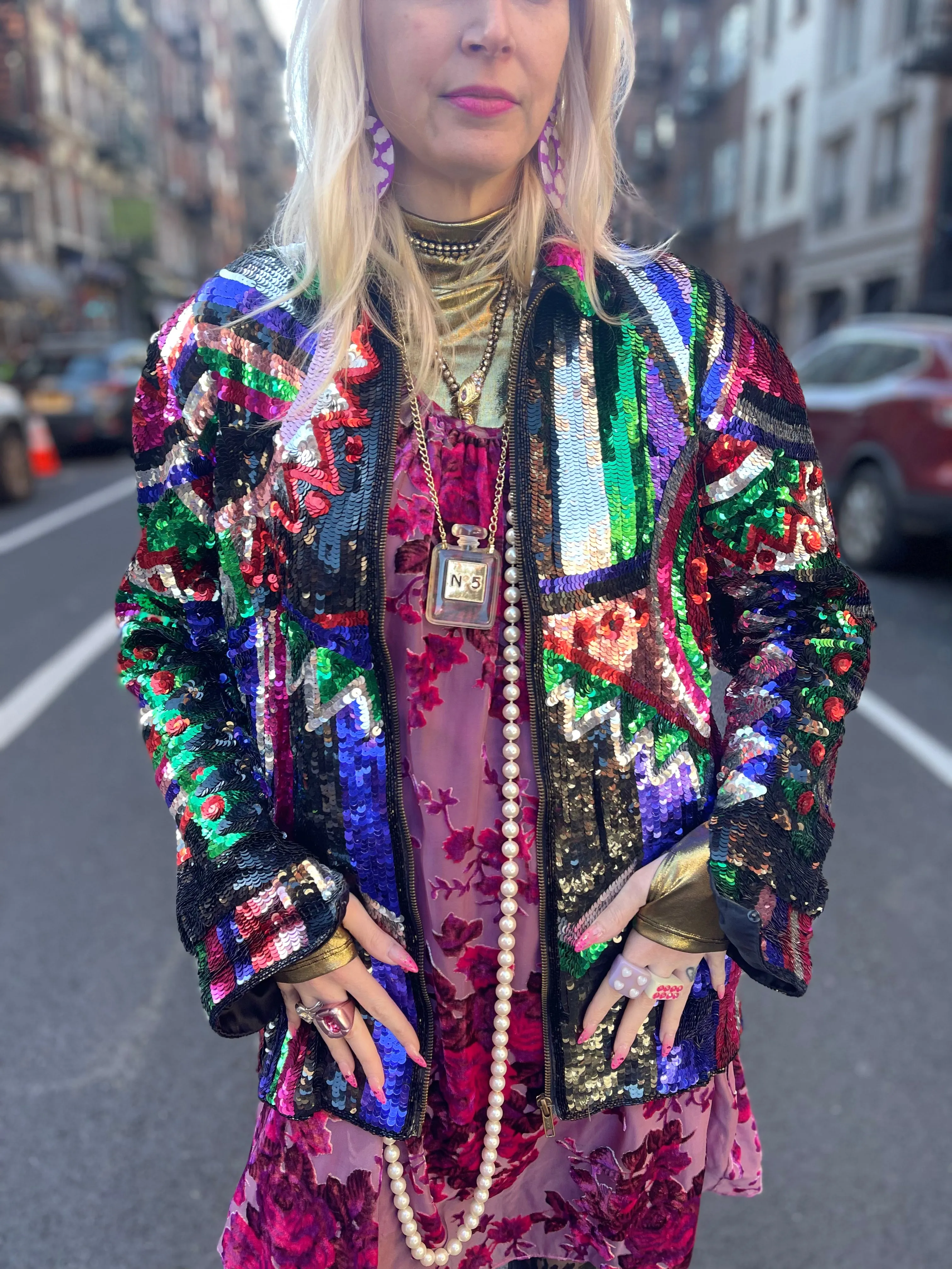 Vintage 80s Geometric Sequin Jacket