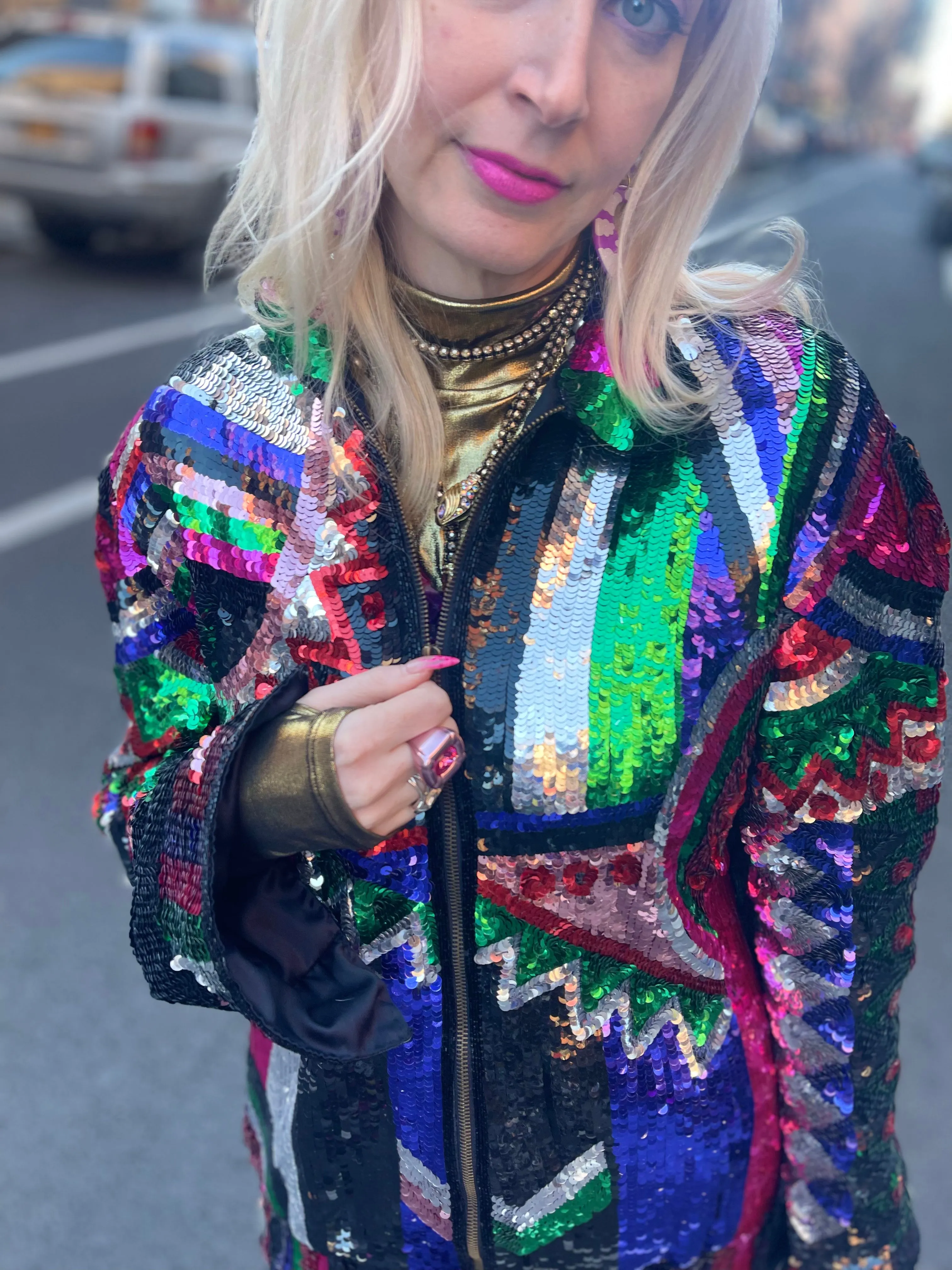 Vintage 80s Geometric Sequin Jacket