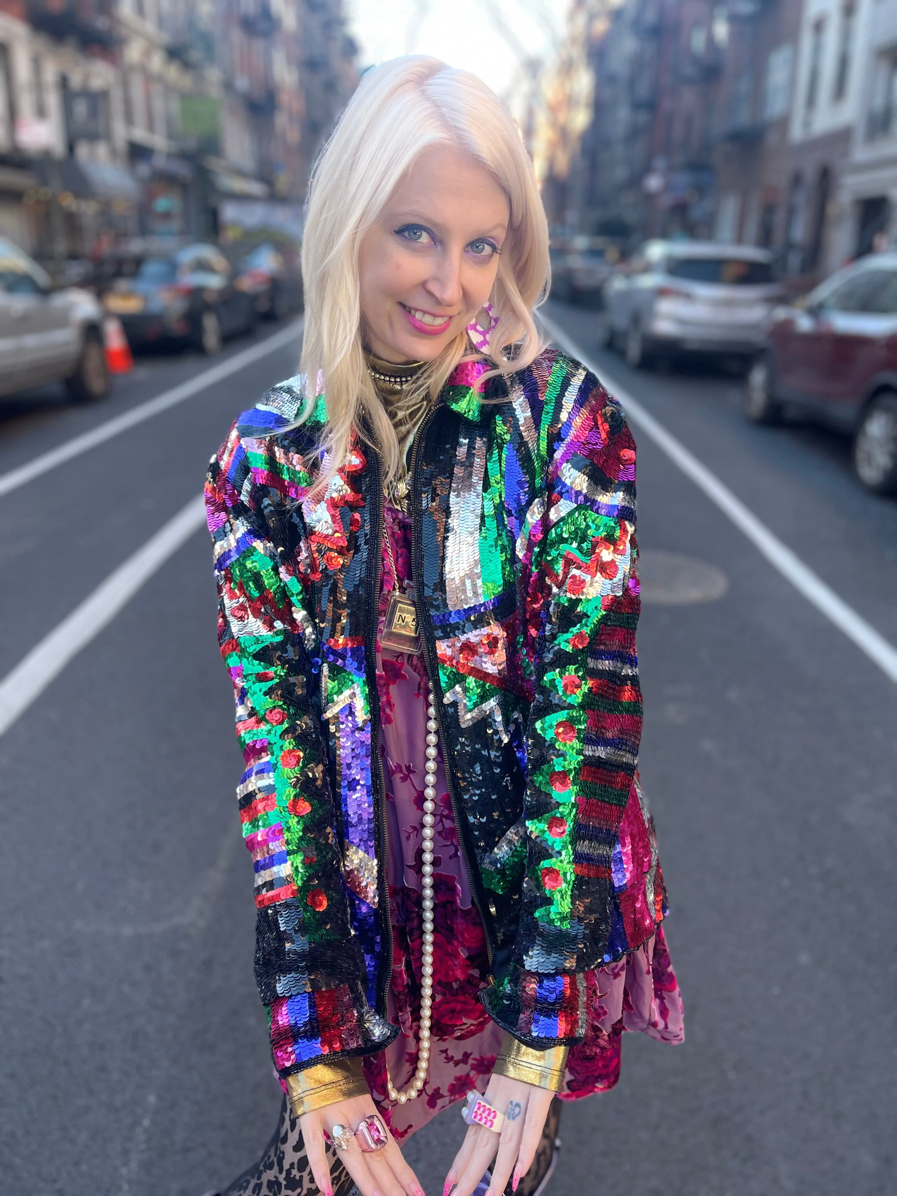 Vintage 80s Geometric Sequin Jacket