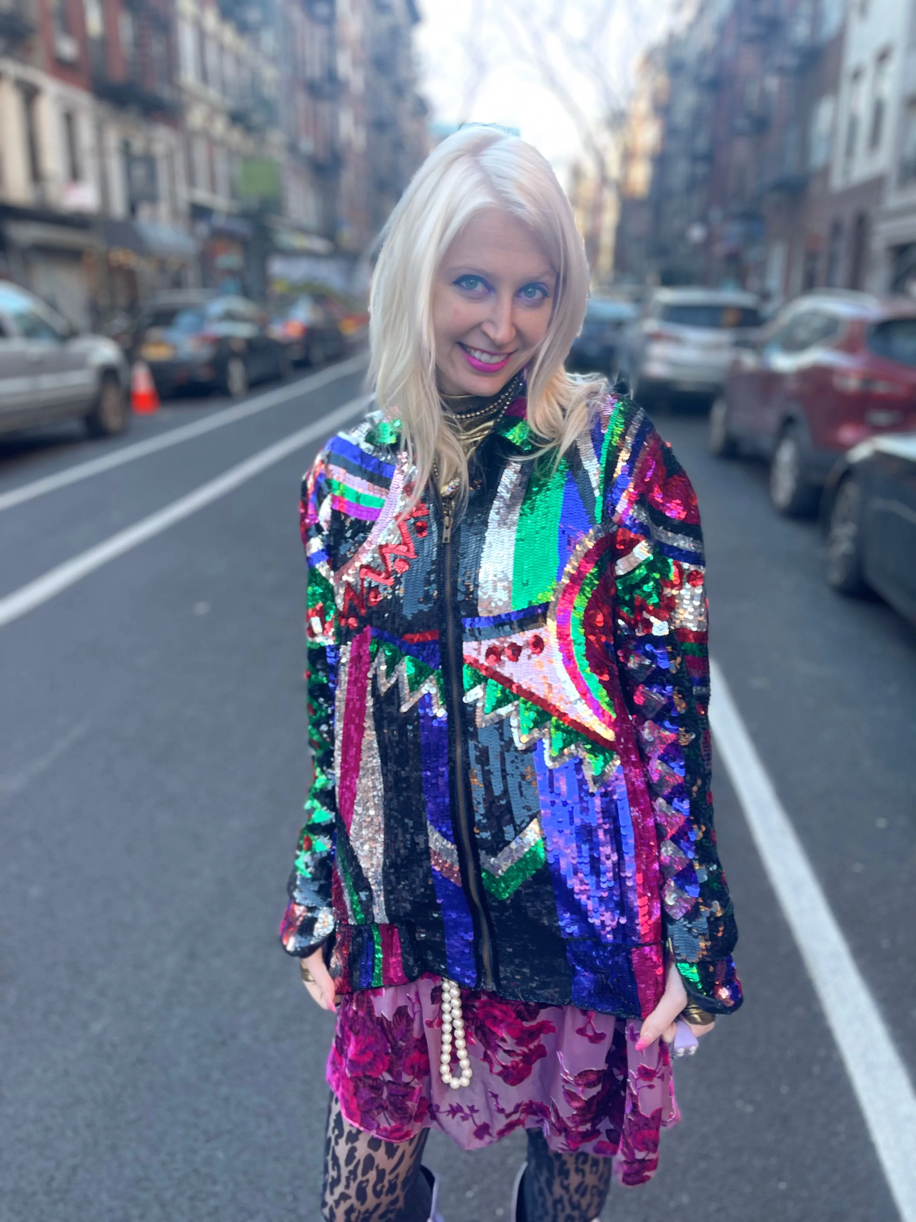 Vintage 80s Geometric Sequin Jacket