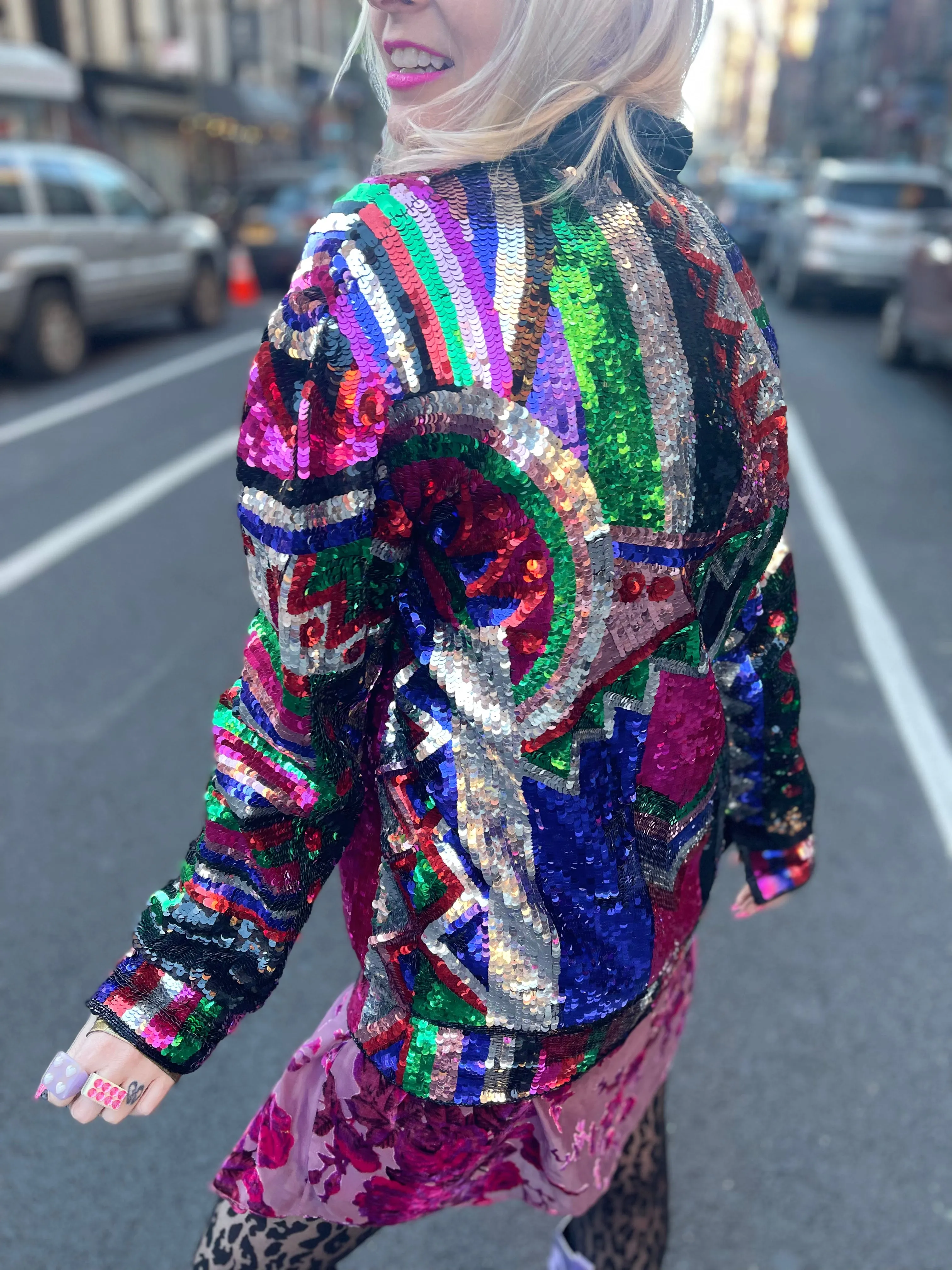 Vintage 80s Geometric Sequin Jacket
