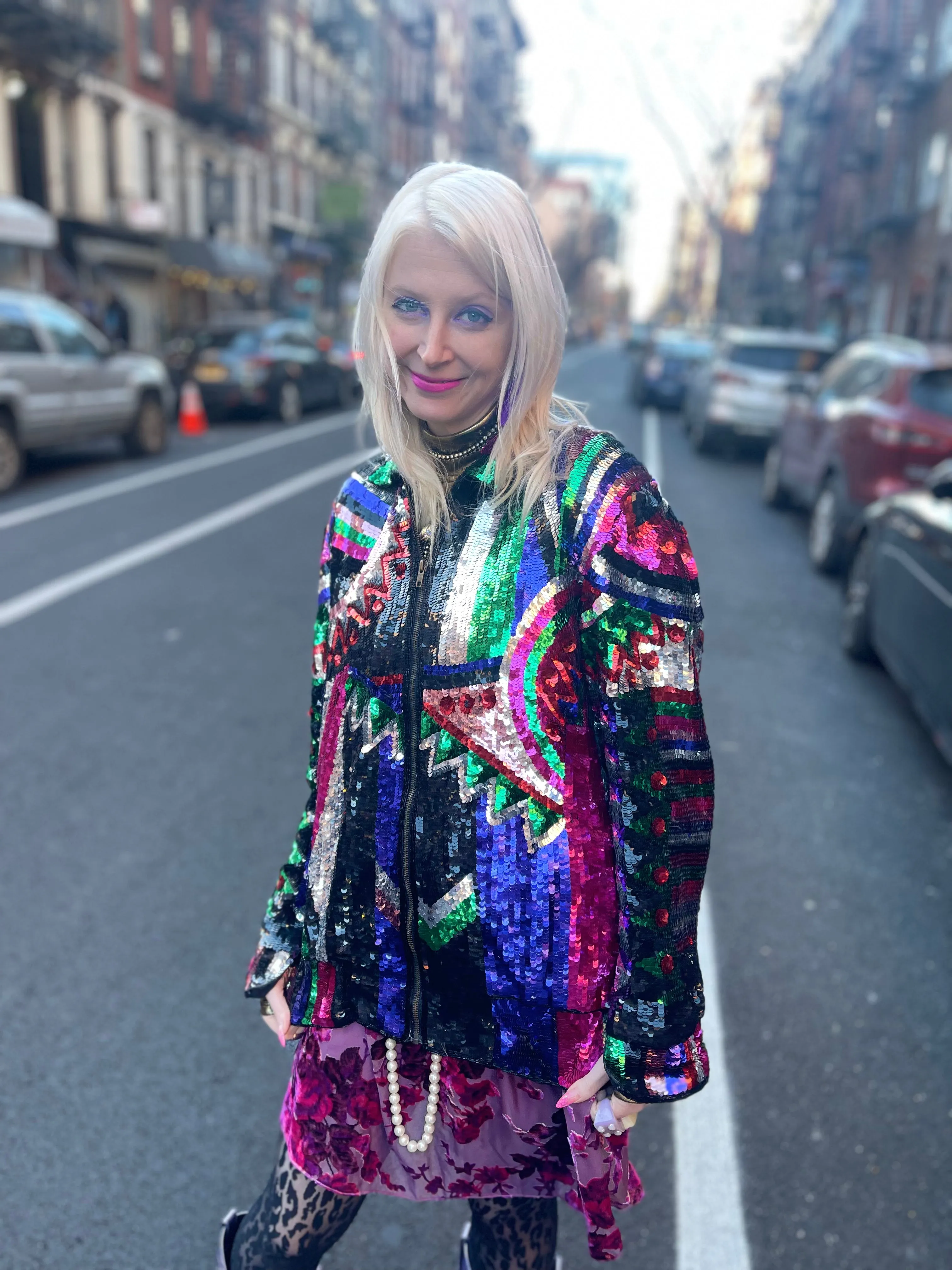 Vintage 80s Geometric Sequin Jacket