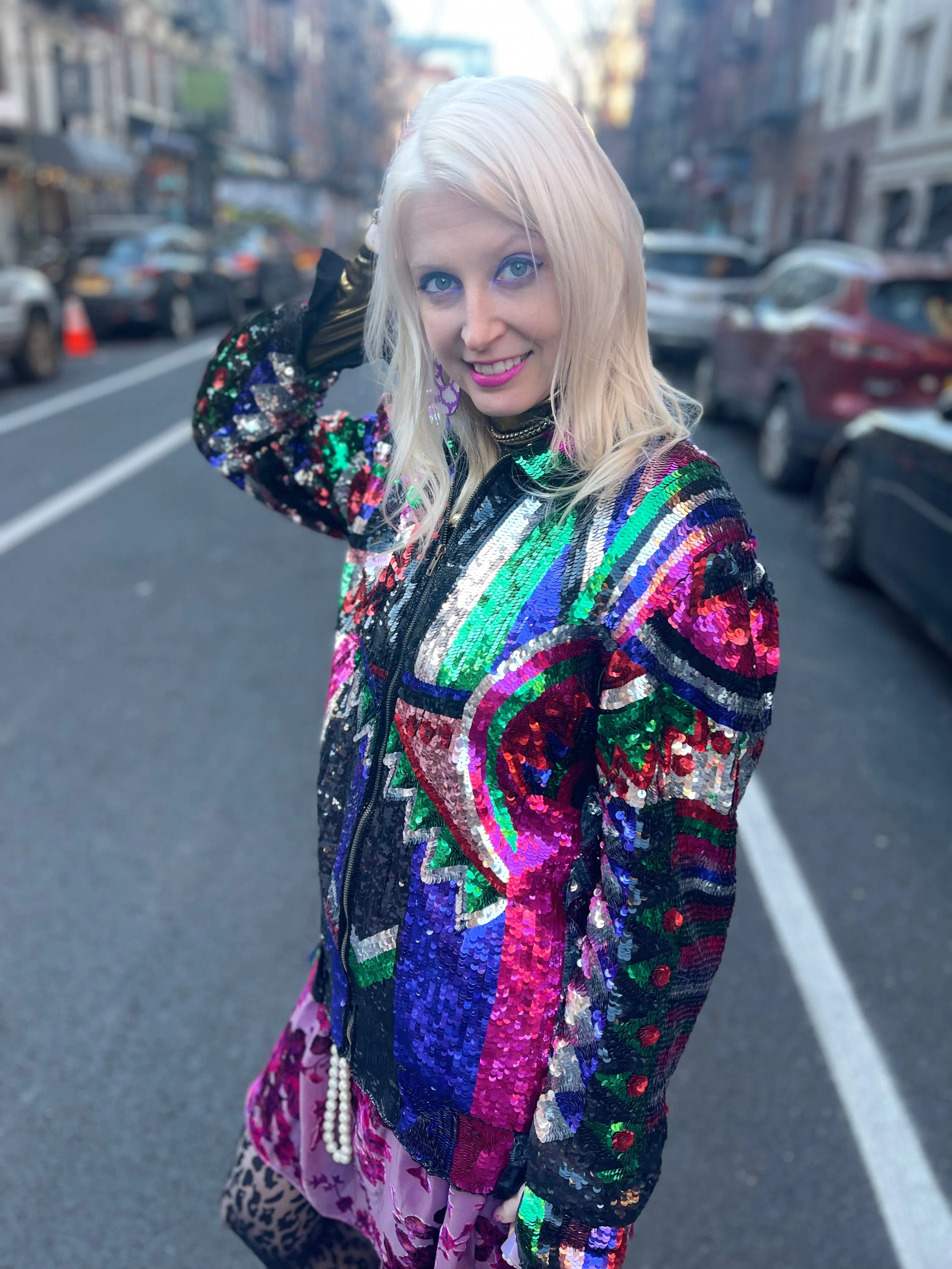 Vintage 80s Geometric Sequin Jacket