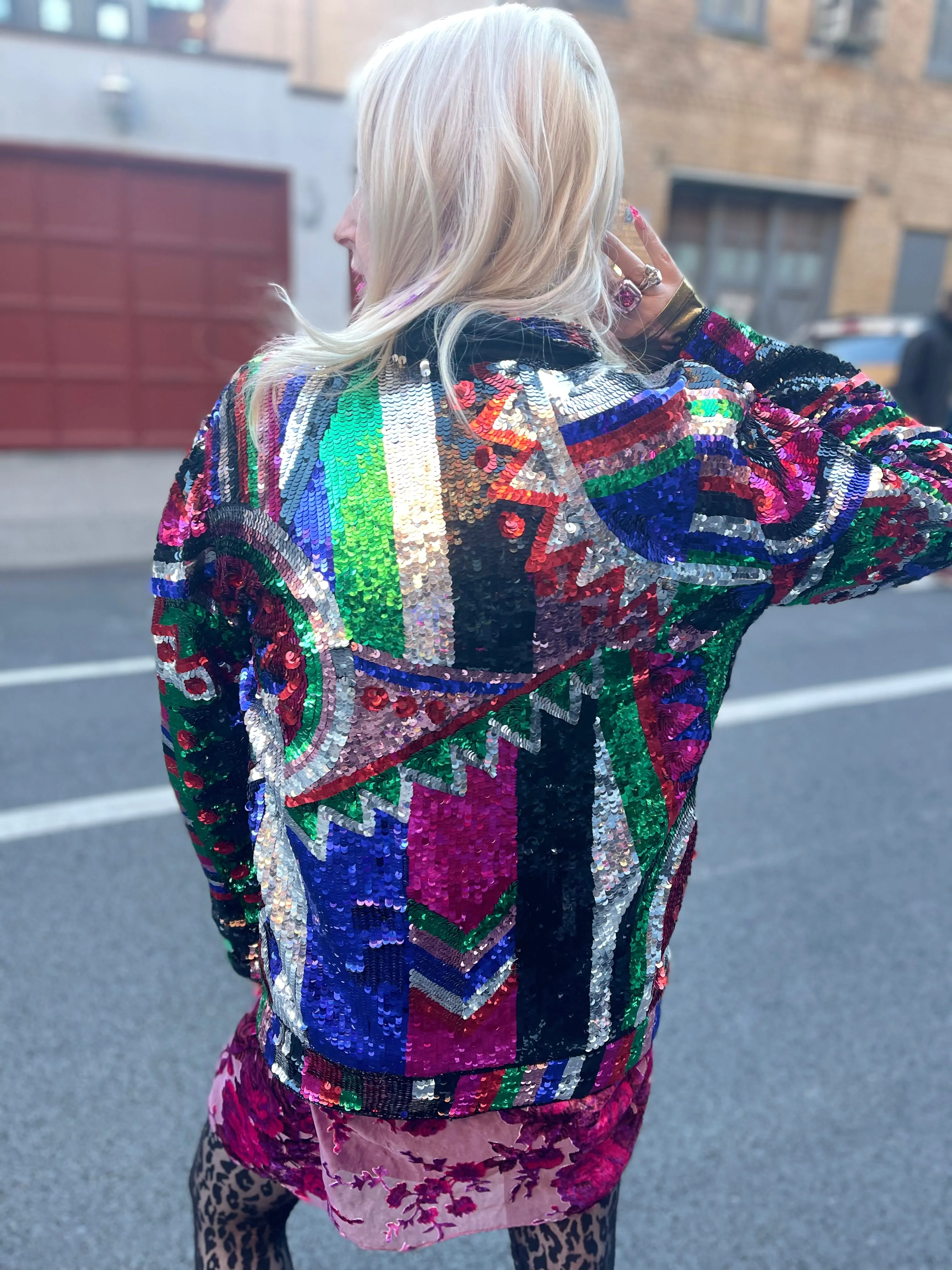Vintage 80s Geometric Sequin Jacket
