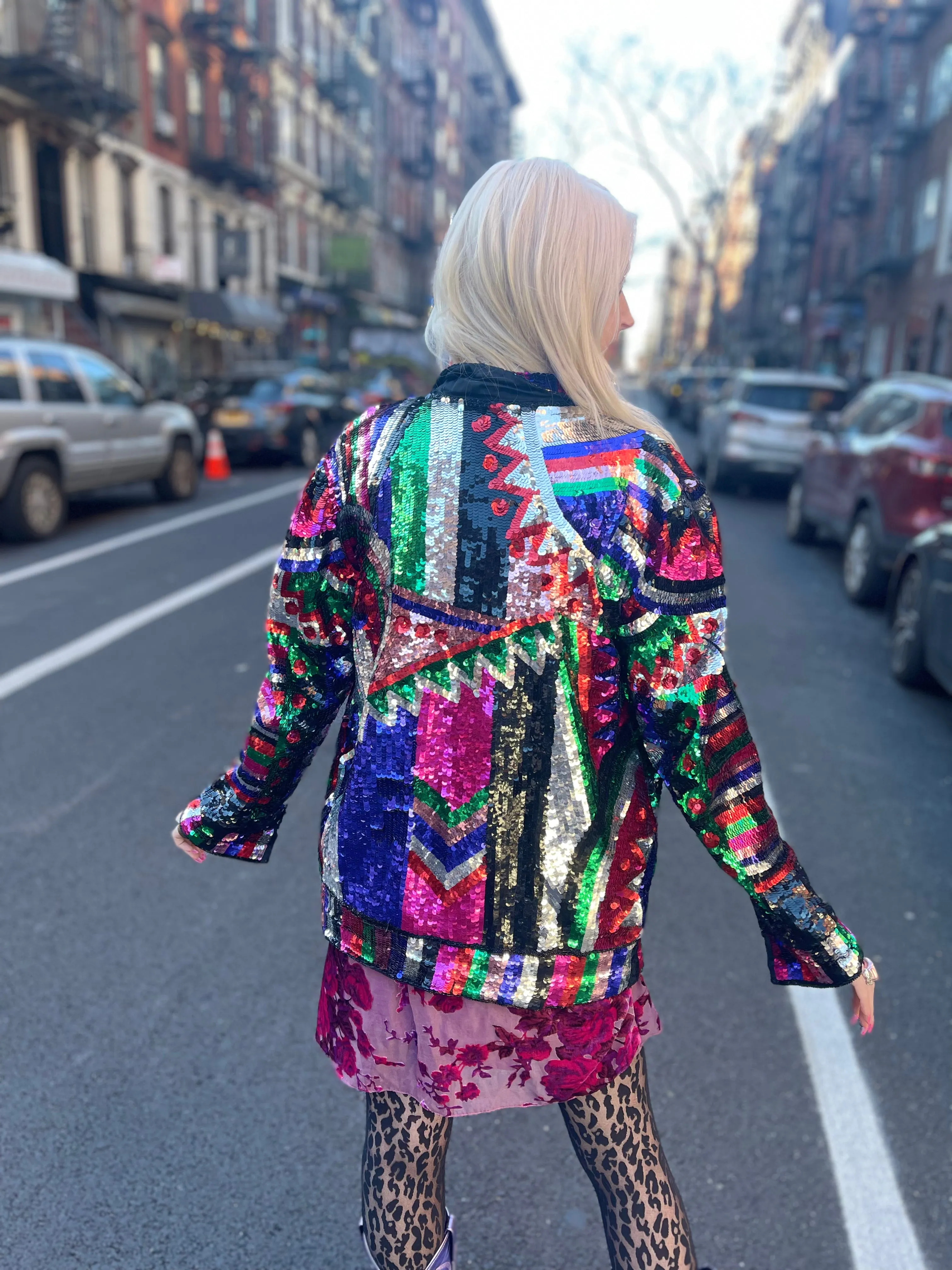 Vintage 80s Geometric Sequin Jacket
