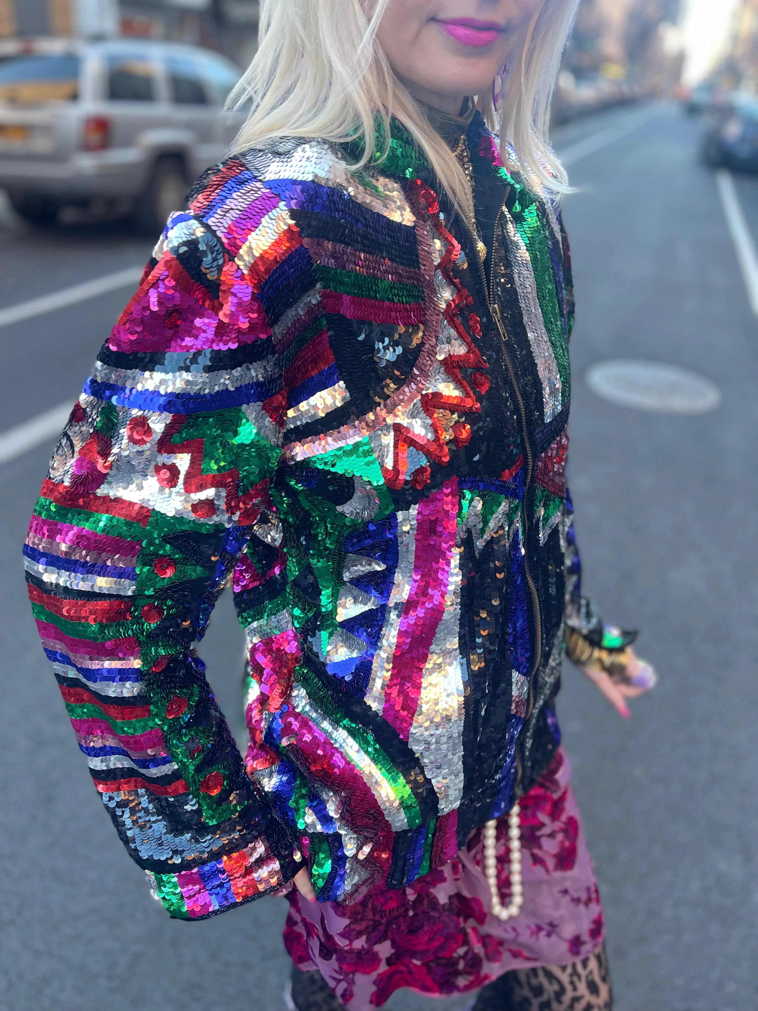 Vintage 80s Geometric Sequin Jacket