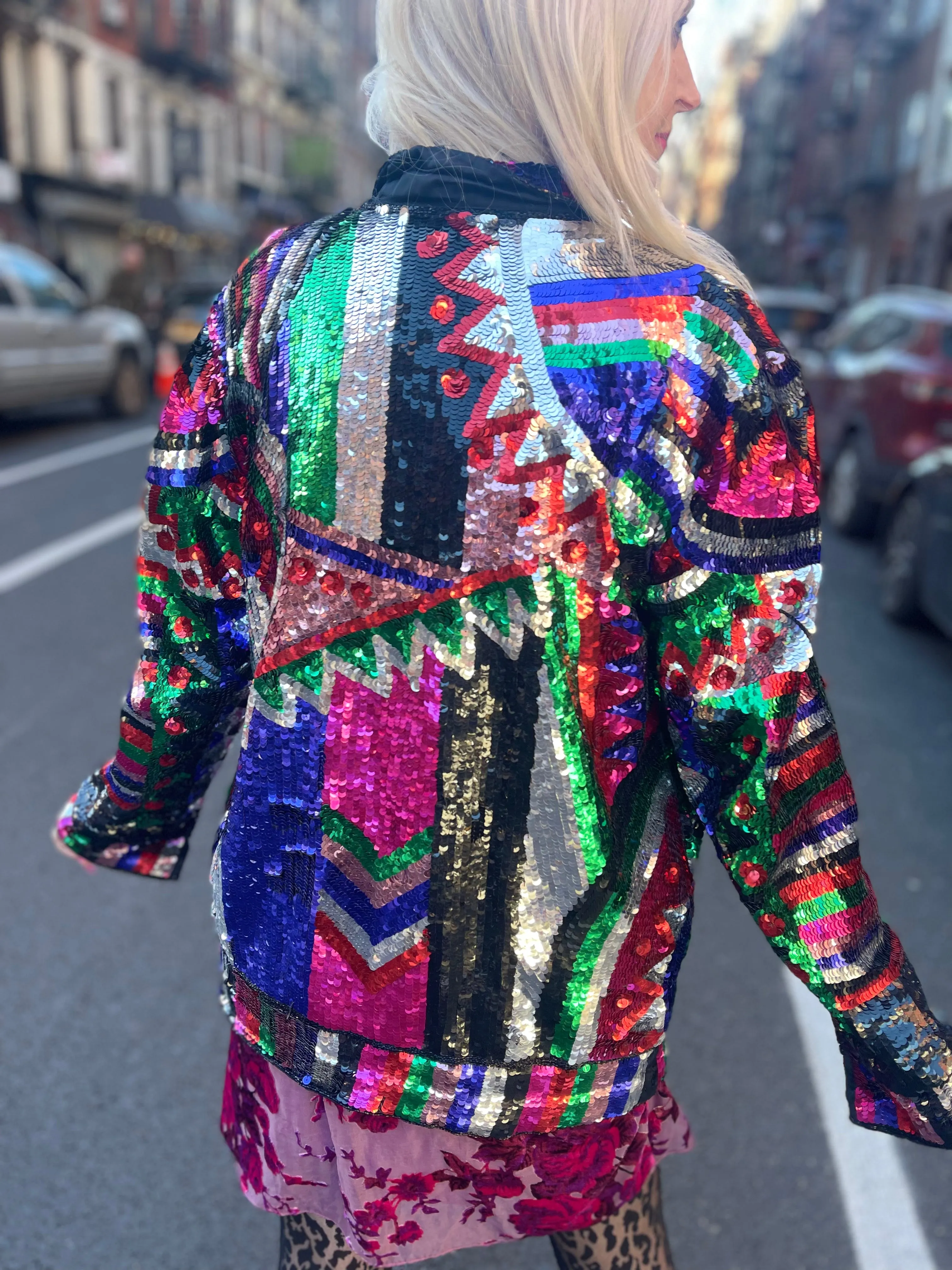 Vintage 80s Geometric Sequin Jacket