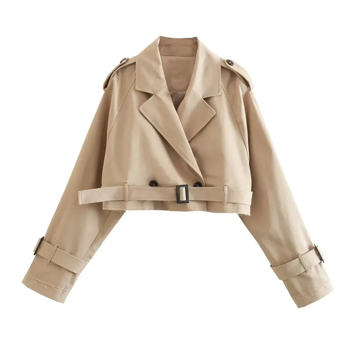 Vintage Cropped Double-Breasted Spring Jacket