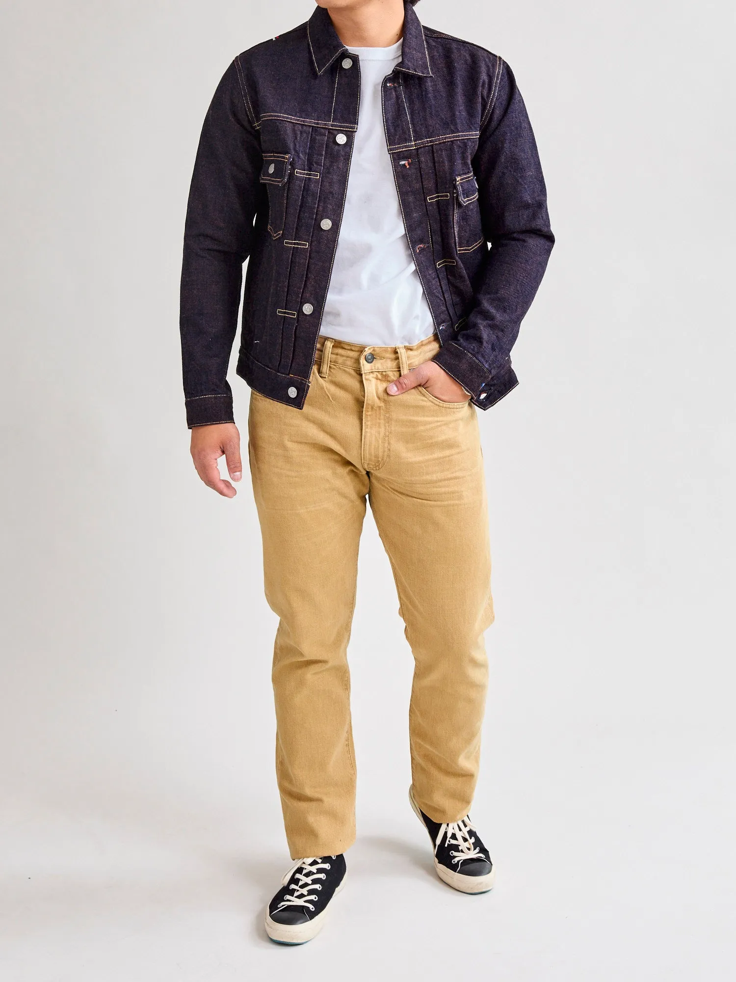 Vintage Tan 13.6oz Washed Denim - High Slim Fit