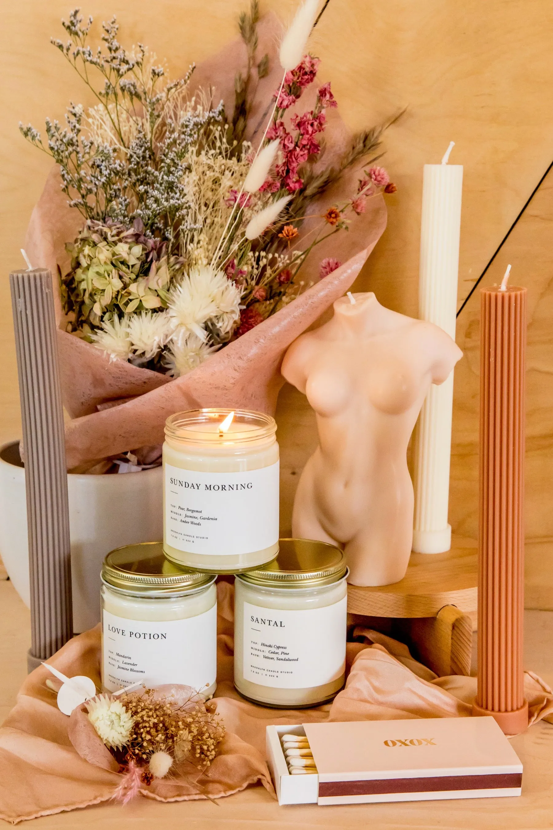 White Fluted Pillar Candle