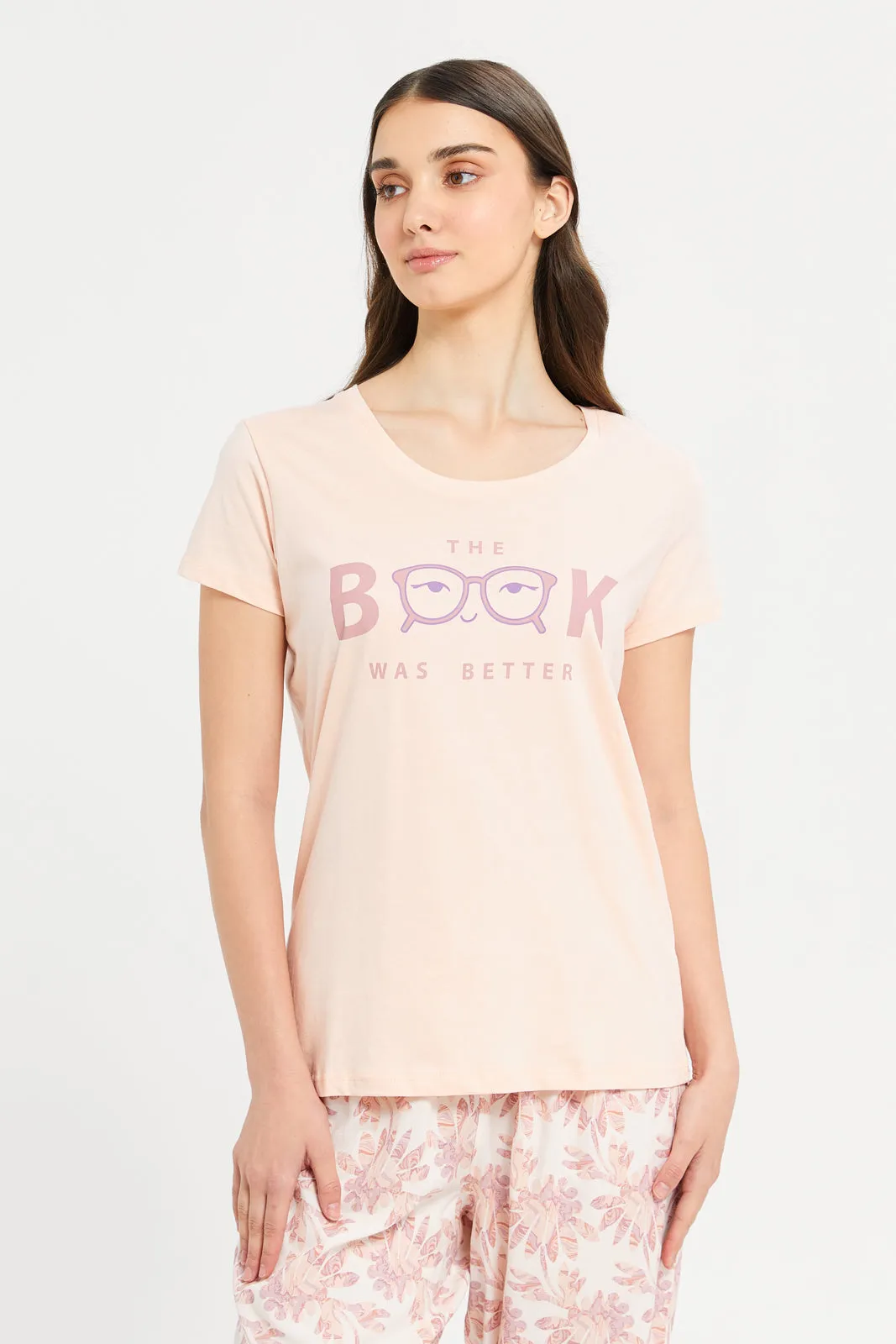 Women Pink Printed Print Pyjama Set (2 Piece)