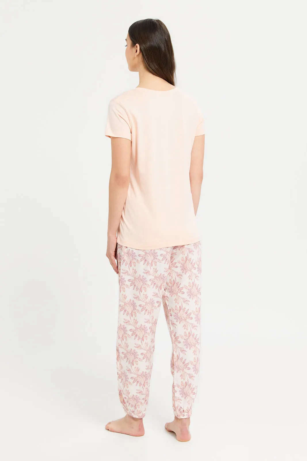 Women Pink Printed Print Pyjama Set (2 Piece)