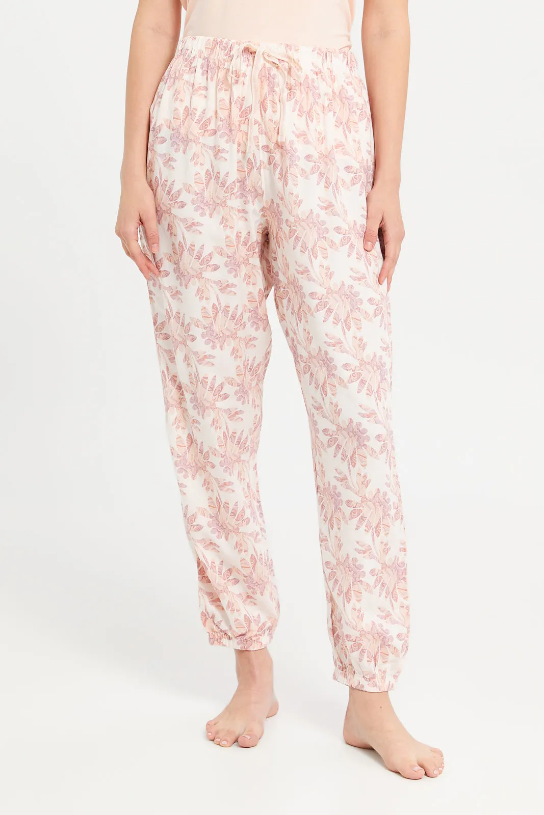 Women Pink Printed Print Pyjama Set (2 Piece)