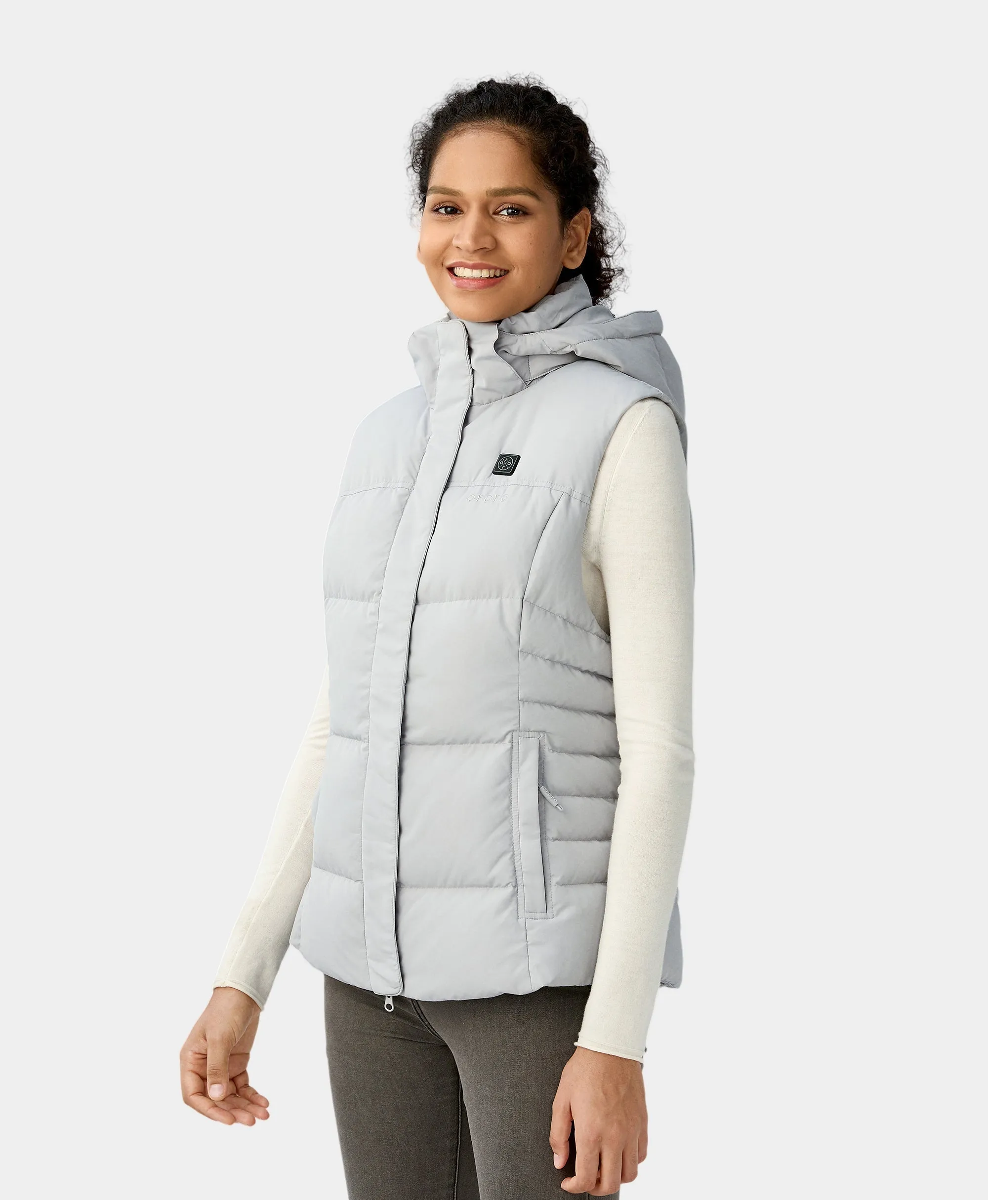 Women's Heated Down Vest - Grey