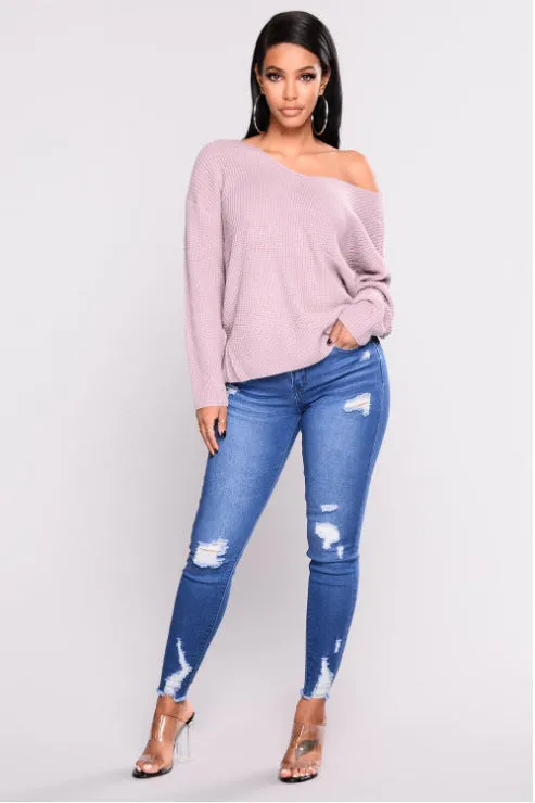 Worn Look Blue Stretch Jeans